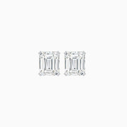 Emerald-Cut Solitaire Stud Earrings with Four-Prong Setting - Shahin Jewelry